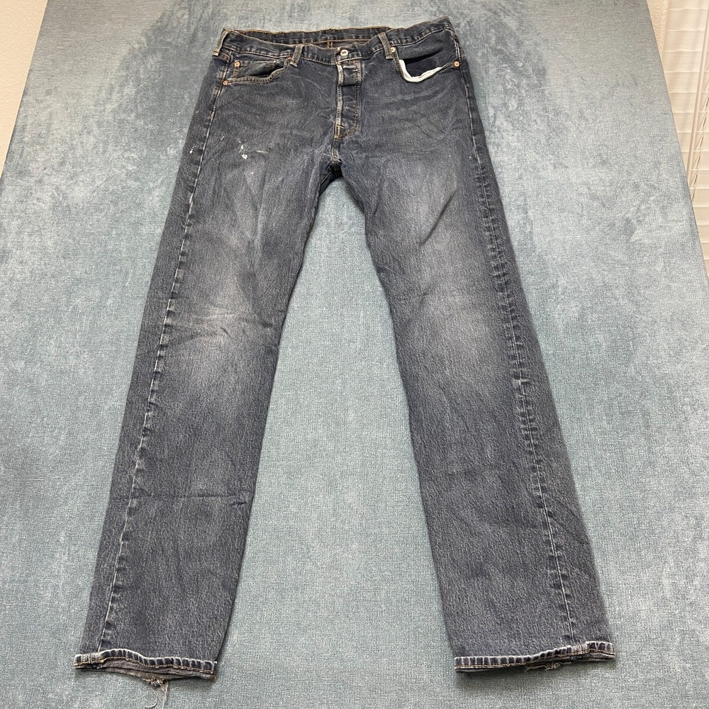 Levi's 501 Jeans Mens 38 Black Denim Straight Medium Wash High Rise Original Fit